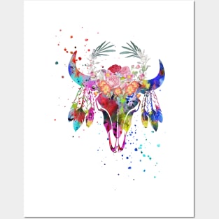 Native American Buffalo skull Posters and Art